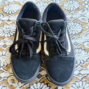 Vans Black Suede Old Skool Low-Top Sneakers with White Side Stripe